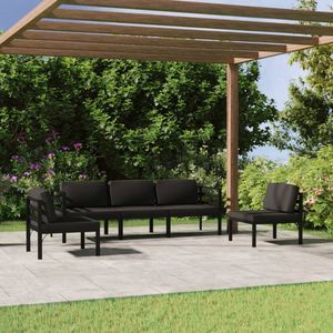 Set da salotto in alluminio antracite da 5 pezzi con comodi cuscini per mobili da esterno - Product Image 1