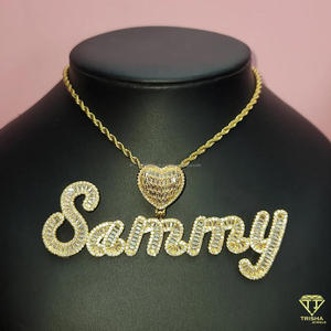 <b>Custom</b> " Sammy " <b>Name</b> Pendant <b>Necklace</b> Gold Iced Out Lab grown Diamond Heart Hip Hop Jewelry Gift - Product Image 1