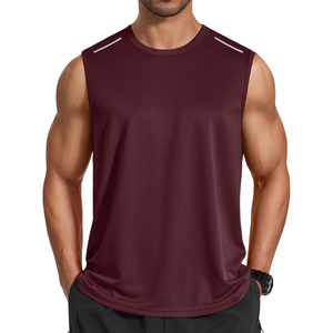 Camiseta sin mangas de punto rojo liso con cuello redondo para hombre, estilo deportivo, de secado rápido, corte regular, para gimnasio, tendencia 2026, ODM OEM - Product Image 5