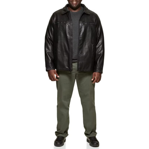Fashionable Best Men's Plus Size Genuine Leather Jacket with Stand Collar and Front Logo Waterproof <b>Winter</b> Reasonable Price - Product Image 5