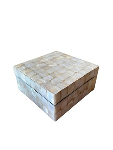 Boîte de rangement pour bijoux de mariage rectangulaire artisanale en nacre bleue avec incrustation de fleurs, écologique, de la marque ILAHI, boîte cadeau décorative Uttar - Product Image 3
