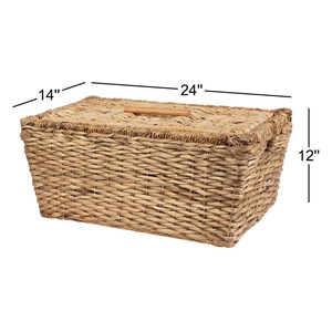 Natural Water hyacinth <b>Storage</b> <b>Basket</b> <b>Rectangle</b> With Handles Rustic Multi-Purpose Neatening <b>Basket</b> - Product Image 6