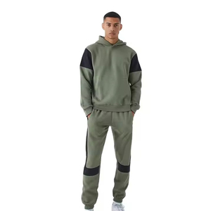 Conjunto de Sudadera con Capucha y Pantalones Deportivos de Color Sólido para Hombre, Manga Larga, Estilo Casual, Corte Regular, Algodón de Peso Medio, Otoño - Product Image 4