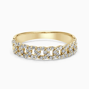 Anillo de compromiso y aniversario con cadena de eslabones y diamantes de 0.34 CT en oro amarillo de 18 quilates con baño de rodio - Product Image 1