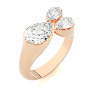 Bague en or massif 14 carats jaune, rose et blanc de qualité supérieure, certifiée IGI, diamant de laboratoire taille poire 2 carats, bijou raffiné pour mariage - Product Image 1
