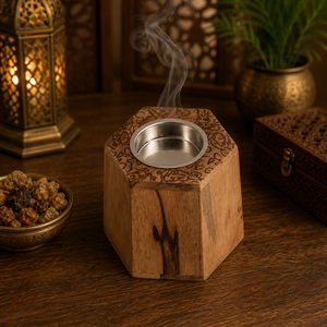Geometric Wooden Bakhoor Burner With Storage <b>Box</b> Ramadan <b>Eid</b> Oud Incense Holder Arabic Mabkhara Aromatic Censer Islamic <b>Gift</b> - Product Image 4