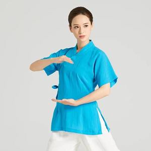 Tenue d'entraînement d'arts martiaux en lin d'été pour femmes, col diagonal, confortable, pour le Tai Chi et le Wushu - Product Image 4