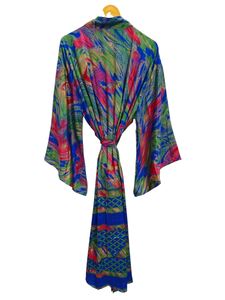 Kimono de seda Bridel con patchwork, túnica larga para cubrir el bikini, ropa de noche, hecho a mano, estilo vintage indio, kimono de sari de seda reciclada. - Product Image 5