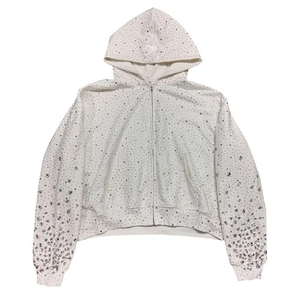 Custom Y2K Full Rhinestone Zip Up Hoodie Oversized Streetwear Women Men <b>Sparkly</b> Crystal Sweatshirt Unisex Hip Hop Zip <b>Jacket</b> - Product Image 4