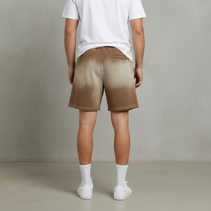 Shorts pour hommes de dernière conception, effet délavé soleil, couleur unie, avec logo brodé personnalisé, écologiques, respirants, anti-plis, taille élastique, pour la gym - Product Image 2