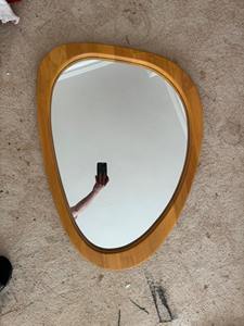 Miroir mural en bois avec incrustations géométriques, miroir mural moderne en bois pour décoration abstraite de la maison, accessoire de miroir suspendu en gros - Product Image 5