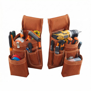 <b>Carpenter</b> <b>Tool</b> Belt With Suspenders Brown Leather Construction <b>Tool</b> Harness With Multiple Pockets For <b>Tools</b> And Equipment - Product Image 4