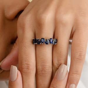 14K <b>Gold</b> Pear Cut Blue Sapphire Statement <b>Ring</b> - Product Image 1