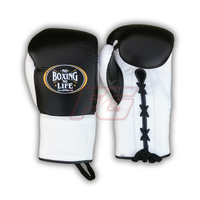 No Boxing No Life Guantes de Boxeo de Cuero Genuino con Agarre para Entrenamiento y Sparring, Cierre de Cordones en los Dedos, Ligeros y Transpirables