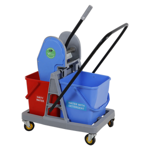 KC Green GR-808 Eco-Friendly <b>Plastic</b> Double Bucket <b>Trolley</b> with Retractable Folding and 26-30L Capacity - Product Image 5
