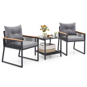 Set di 3 mobili da giardino con tavolino a 2 livelli e morbidi cuscini per seduta - Product Image 4