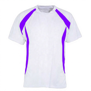 T-shirt sportif unisexe blanc et vert fluo à manches courtes, séchage rapide, col rond, coupe décontractée, tricoté, design uni, polyester/coton, protection UV - Product Image 3