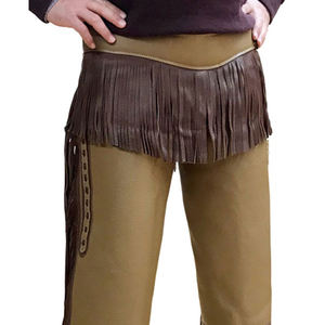 Chaps en cuir véritable pour homme, style cowboy, avec franges et fermeture à boucle, haute qualité pour l'équitation - Product Image 4