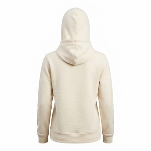 Sweat-shirt à capuche en polaire pour femme, couleur crème, avec cache-visage intégré, personnalisable avec logo, style streetwear - Product Image 4
