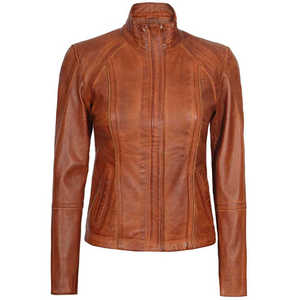 Veste en cuir noir pour femme, style motard, streetwear élégant, avec coutures de qualité supérieure et doublure en viscose douce - Product Image 4