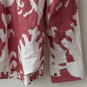 Camisa Casual con Estampado Floral para Mujer, Hecha a Mano con Tela de Algodón Suave, Cuello con Botones, Transpirable, para Verano, Roja y Blanca, en Oferta - Product Image 5