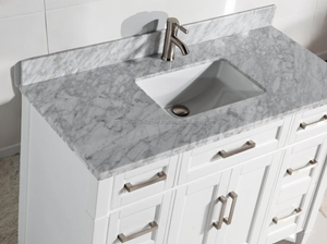 Hardwood Marble Vanity 60 Inch with Mirror Bathroom Vanity Luxury Bathroom Vanities White Bathroom Cabinet - Product Image 2