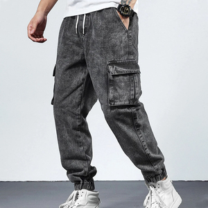 Pantalones Cargo de Algodón Lavado a la Piedra, Cintura Media, Cordón Ajustable, Corte Holgado, Largura al Tobillo, Color Sólido, Casual, para Hombre y Mujer, Estilo Urbano - Product Image 2
