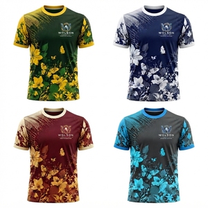 T-shirt professionnel personnalisé à col roulé et manches courtes pour homme, en polyester, imprimé sérigraphié, style sportif formel, motifs vifs sur toute la surface - Product Image 4