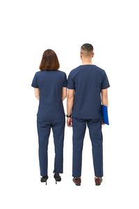 FMF 52% Cotton 45% Polyester 3% Spandex Comfortable Medical Scrubs Nurse Uniform <b>Set</b> for Men Women-Hospital Use ODM/OEM - Product Image 2
