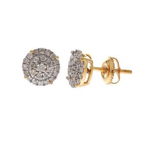 Boucles d'oreilles clous en or jaune 10 carats avec diamants naturels ronds de 0,26 ct, bijoux fins pour femmes - Product Image 1