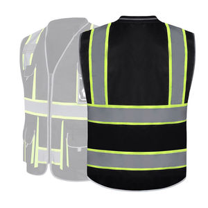 Gilet de sécurité noir imperméable, respirant, à séchage rapide, grande taille, en polyester, avec poches cargo réfléchissantes, pour la sécurité et la patrouille - Product Image 4