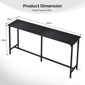 Mesa de Bar Negra de 71 Pulgadas con Tablero de MDF Resistente, Estructura Metálica, Capacidad de 209 Libras, Altura de Bar, para Cocina/Hogar, Barra de Bar, Uso en Clubes - Product Image 3