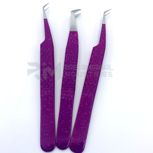 RMI pince à épiler pourpre à pointe argentée Volume pince à épiler d'extension de cils pince à épiler professionnelle en acier inoxydable de haute qualité - Product Image 2