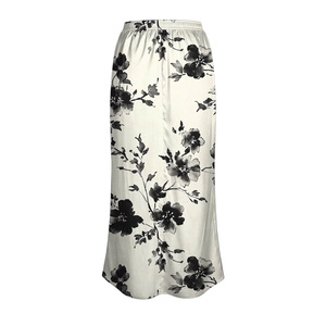 Jupe longue en satin à taille haute pour femme, imprimé floral, taille élastique, décontractée, toutes saisons, élégante, vente en gros, vêtements du Bangladesh - Product Image 2