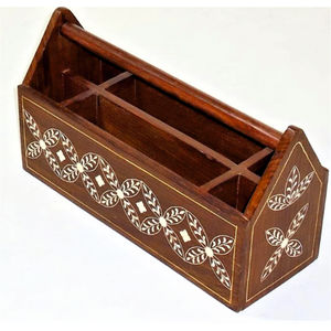 Handmade Wood Cutlery Holder Vintage Flatware <b>Caddy</b> Tableware Organizer Box Decorative Remote Control Holder Desk Storage <b>Caddy</b> - Product Image 4