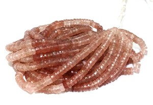 Cuentas facetadas de cuarzo rosa fresa natural en forma de heishi de 5 a 6 mm, cuentas sueltas de cuarzo rosa para la fabricación de joyería al por mayor. - Product Image 3