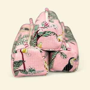 ชุดกระเป๋าเครื่องสำอางแบบควิลท์ 3 ชิ้น กันน้ำ ลายดอกไม้ป่า ผ้าฝ้าย สำหรับจัดเก็บเครื่องสำอางเดินทาง ขายส่ง - Product Image 3