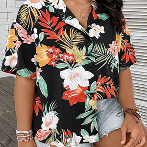 <span class=keywords><strong>Camicia</strong></span> da <span class=keywords><strong>Donna</strong></span> Personalizzata ODM con Stampa Floreale, Maniche Corte Stile <span class=keywords><strong>Kimono</strong></span>, Bottoni Elastici - Product Image 6