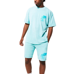 Ensemble de shorts d'été pour hommes de haute qualité, vêtements décontractés en coton respirant et ensemble de shorts imprimés 2 pièces pour hommes - Product Image 1