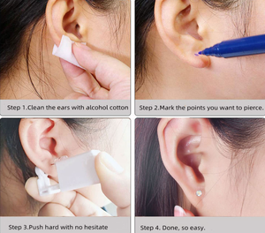 Pistolet de perçage d'oreilles auto-perceur, kit de perçage jetable sans douleur, facile à utiliser, avec clou d'oreille (argent) - Product Image 6