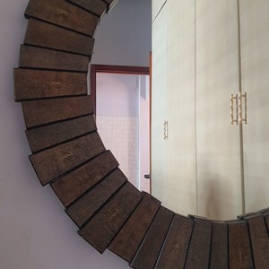 DAPHOCO 001 <b>Extendable</b> Convertible Eclectic Electric-Free Makeup <b>Mirror</b> Large Decorative Wall Faux Shagreen Handmade 100% - Product Image 3