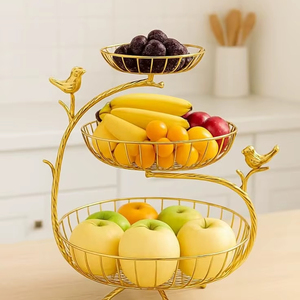 เขียงไม้หรูหราสไตล์ใหม่สีทอง คุณภาพสูง อุปกรณ์ครัว กล่องเก็บของหลายชั้น - Product Image 1