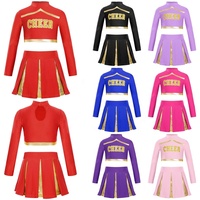 Uniformes d'encouragement pour filles 6-16 ans personnalisés vente en gros uniformes rouges de luxe bleu noir à manches longues de conception de concours uniformes de pom-pom girl scolaire