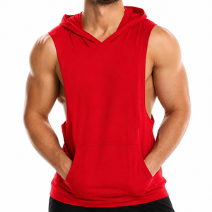 Débardeur Homme en Coton Doux Mélangé, Sans Manches, à Capuche, pour Sport et Fitness, OEM ODM Marque Privée, Vente en Gros, Qualité Export - Product Image 1