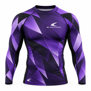 Lightweight Men's Compression Rash Guards UV Resistant <b>Long</b> <b>Sleeve</b> Eco-Friendly Athletic Wear for <b>Swimming</b> Surfing Hiking Custom - Product Image 5