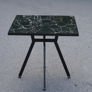 The <b>Black</b> Colored Plastic Square <b>Table</b> with Tiled <b>Table</b> Top - A Perfect Plastic <b>Table</b> for an <b>Outdoor</b> Garden Tea Party - Product Image 1