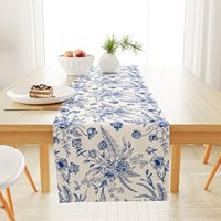 TEXOCRAFT FASHION Chemin de table en coton écologique personnalisable, imprimé floral bleu, style simple, fabriqué en Inde, confectionné à la machine