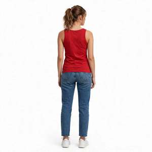 100% Cotton <b>Women's</b> <b>Yellow</b> Avocado Cartoon Print Tank <b>Top</b> Scoop Neck Casual Breathable Knitted Front Logo Design From BD - Product Image 6
