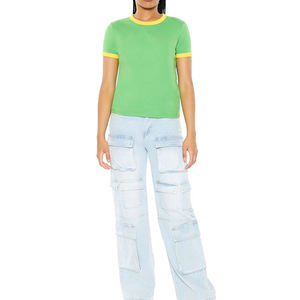 Camisetas de Mujer de Cuello Redondo, Manga Corta, Ajuste Delgado, Talla Regular, Color Personalizado, Material de Algodón Ligero, Gran Venta - Product Image 4