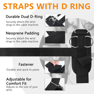 สายรัดยกน้ำหนักคุณภาพสูงแบบปรับได้พร้อมห่วงรูปตัว D สำหรับพยุงข้อมือ อุปกรณ์เสริมสำหรับออกกำลังกาย - Product Image 3